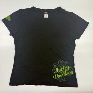 Harley Davidson T-Shirt Top Women's 2XL Black Denver Colorado Avalanche Pullover